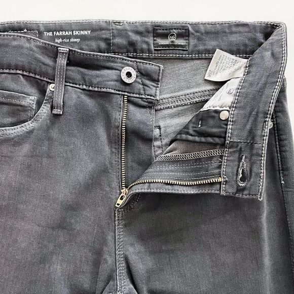 Ag Jeans Adriano Goldschmied Farrah Skinny High Rise Jean Stretch Grey Mist 25R - Picture 7 of 10